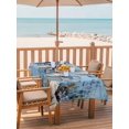thumbnail image 2 of 54x80 Inch Outdoor Tablecloth with Umbrella Hole Zipper Rectangle Octopus Rectangular Tablecloths Outside Waterproof Blue Ocean Coastal Starfish Shell Coral Retro Patio Table Cover for Picnic Party, 2 of 8