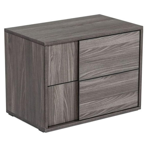 Modrest Asus 2-Drawer Self Closing Modern MDF Wood Nightstand in Matte Elm Gray
