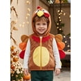 thumbnail image 4 of RUINIXCW Toddler Baby Girl Boy Thanksgiving Turkey Costume Kids Fall Winter Warm Fleece Vest Jacket Little Girl Boy Sleeveless Hooded Zip Up Jacket Coat, 4 of 10