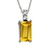 YoTreasure 0.58 Ct. Citrine and White Zircon 925 Sterling Silver Chain Necklace Pendant for Women Wedding Gifts
