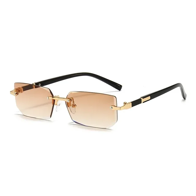 Typpkmm Rimless Sunglasses Rectangle Fashion Popular Women Men Shades Small Square Sun Glasses for Female Male Summer Traveling Oculos