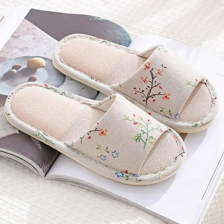 

Women Home Slippers Casual Floral Indoor Home slippers Flower Soft Slippers Spring Autumn Flip Flops Female Linen Slides Slippers