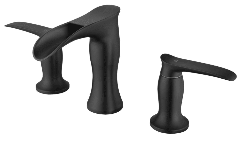 Phiestina 8 Inch Widespread Bathroom Faucet - Matte Black, 2 Handle Vanity Faucet With Pop-Up Drain & Supplies