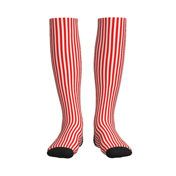 Red White Vertical Stripe Compression Socks Circulation Running Athletic Sports for Women Men