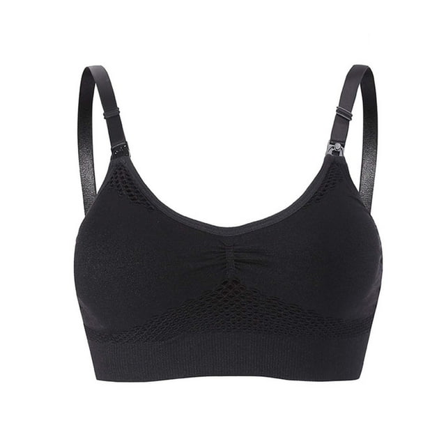 Aayomet Bralettes for Women Lace Front Open Lactation Bra Comfortable Buckle Up Lactation Bra (Black, L)