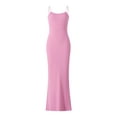 thumbnail image 3 of Women Spaghetti Strap Bodycon Maxi Dress Slip Sleeveless Solid Color Square Neck Elegant Long Cami Dresses, 3 of 10