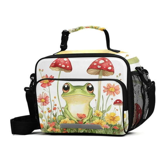 ALAZA Frog Mushrooms Lunch Box Insulated Cooler Bag Reusable Tote Bags Shoulder Strap
