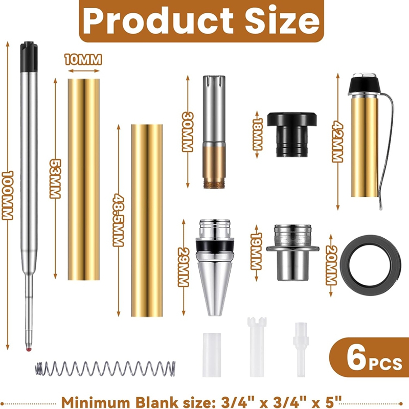 6 Pieces Wood Turning Pen Set with Refills Rotating Pen Kit for Wood Turning Bulk Lathe Turning Supplies for Pen Making