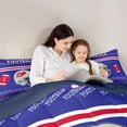 thumbnail image 4 of Homewish Cartoon Sport Helmet Bedding Comforter Set 7pcs for Teen, Modern Football Soccer Lover King Bedding Sets, Royal Blue Reversible Bed Sheets, Super Cozy Room Decor, 4 of 7