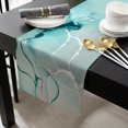Aqua Marble Table Runner 90 Inches Long, Modern Abstract Gradient Water ...