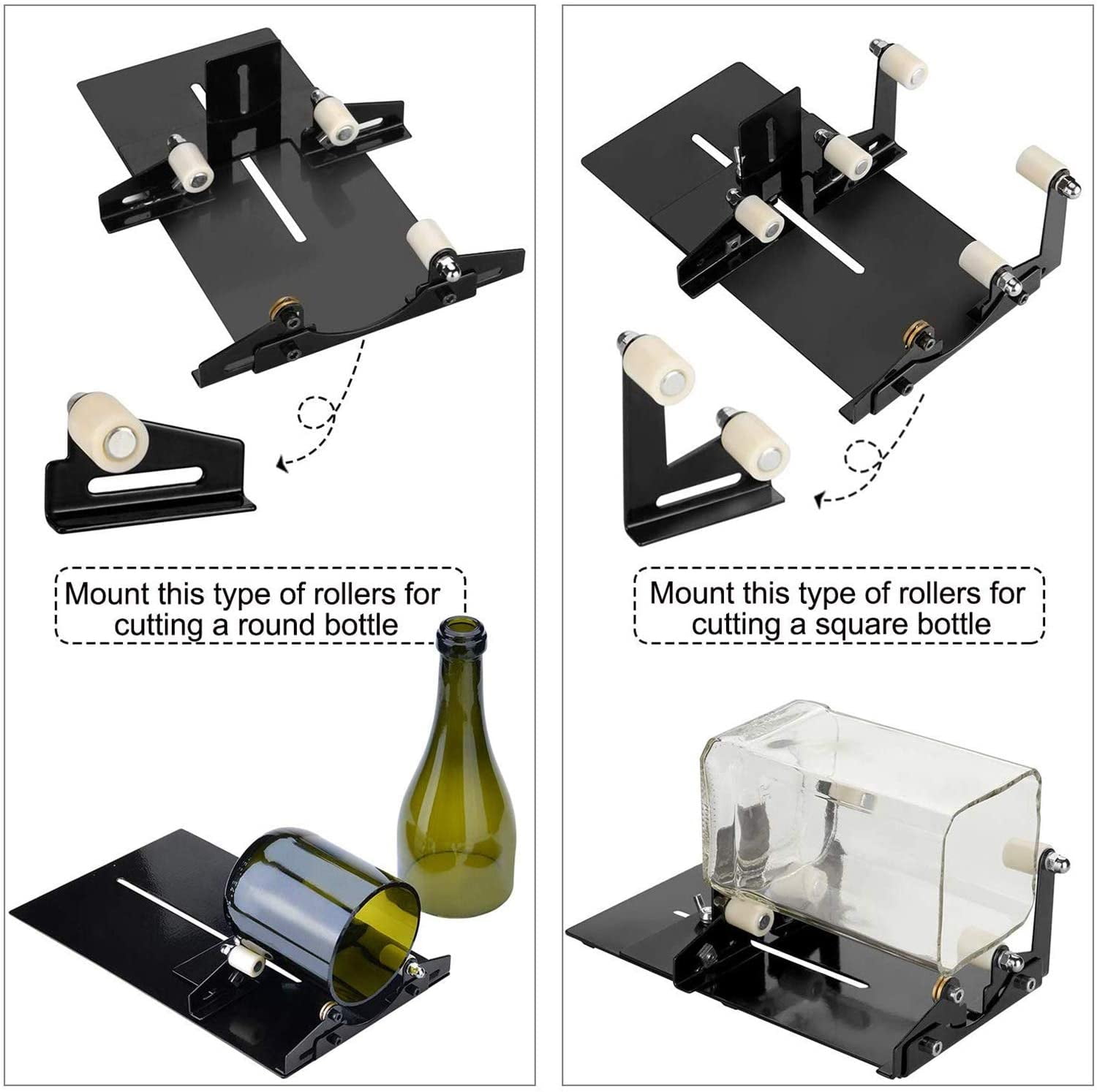 Bottle Cutter - Glass Bottle Cutting Tool, Square and Round Beer Glass Sculpture Cutter for DIY Glass Cutting - Metal Pad Bottle Holder with Cutting Accessories