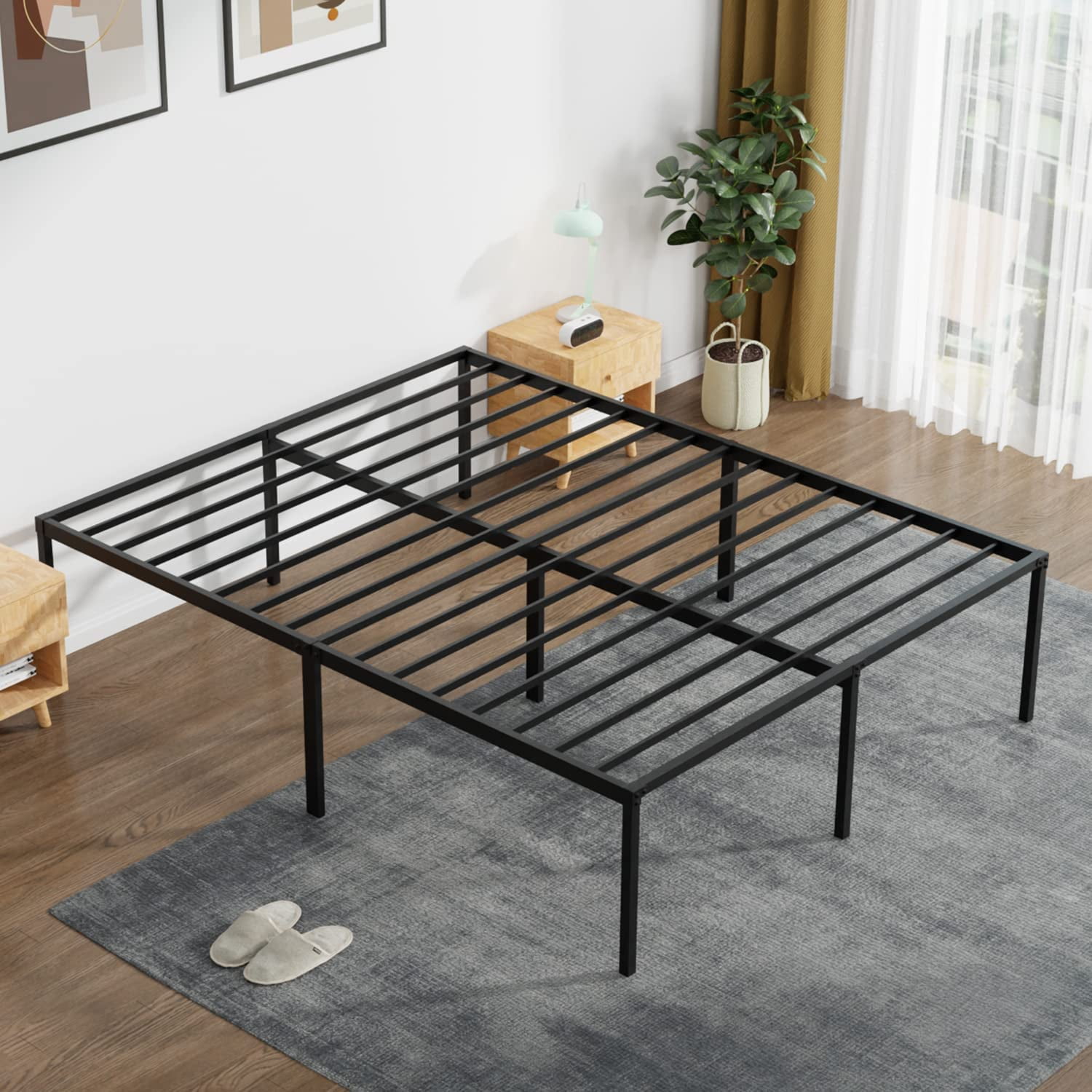 YRLLENSDAN Bed Frame,18 Inch High Metal Bed Frame Heavy Duty Steel