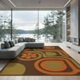 thumbnail image 2 of ODIKA 6'x9' Washable Area Rug Non-Slip, Easy Care, Brown Orange Geometric Design Elegant Abstract with Modern Artistry for Family Room, Living Room, Master Bedroom, 2 of 7