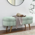 thumbnail image 6 of Ottoman Oval Storage Bench, Rubber Wood Legs, Cyan(43.5"x16"x16"), 6 of 8