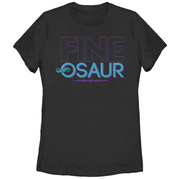 Women's CHIN UP Fine-osaur Dinosaur  Graphic Tee Black Medium