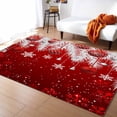 thumbnail image 3 of Christmas Ball Area Rug 5x7ft Snowflake Pine Tree Red Non-Slip Washable Square Rugs Soft Felt Indoor Floor Mat for Bedroom Kitchen Living Room Bathroom, 3 of 8