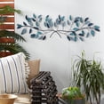 thumbnail image 3 of DecMode Blue Metal Leaf Wall Decor with Gold Accents, 3 of 13