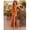 Brown, variant on Womens One Shoulder Satin Maxi Dress, High Slit Brown