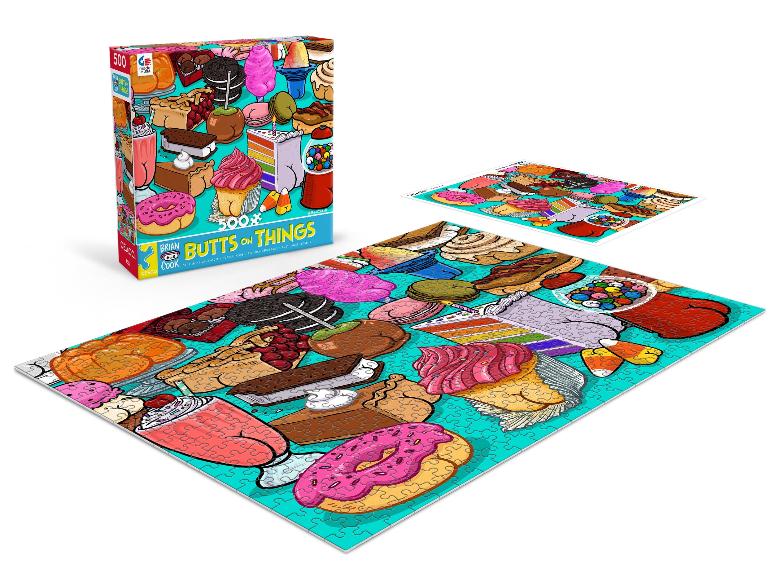 Ceaco - Brian Cook Butts on Things - Sweet Cheeks - 500 Piece Interlocking Jigsaw Puzzle