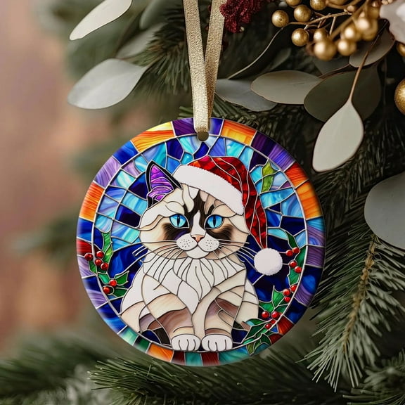 Birman Cat Ornaments Ceramic For Christmas, Ornaments Ceramic Christmas 2025