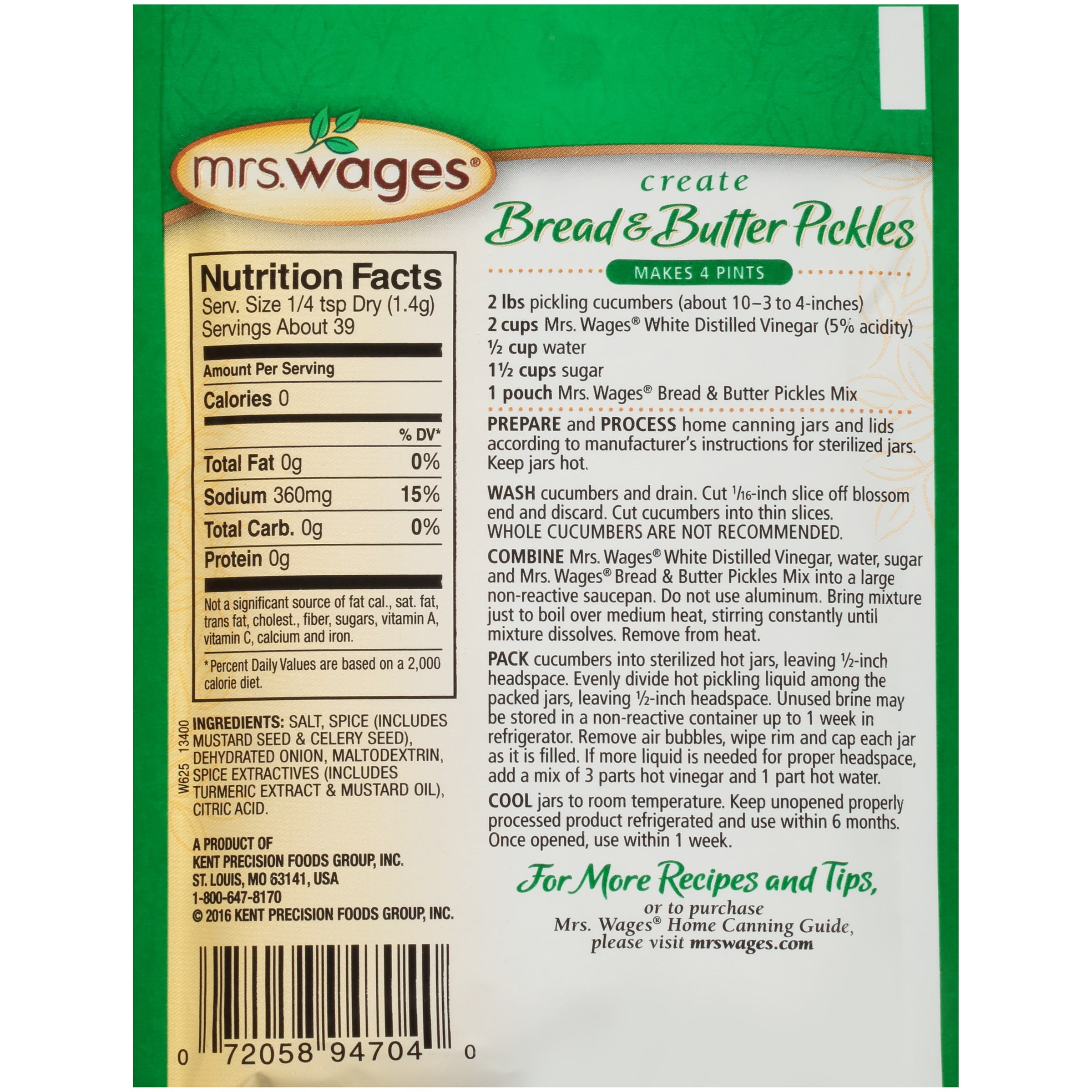 Mrs Wages Bread And Butter Pickle Mix Reviews Bread Poster