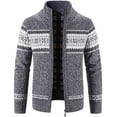 thumbnail image 1 of OmicGot Chandail Décontracté pour Hommes Automne et Hiver Col Montant Cardigan Imprimé, 1 of 5