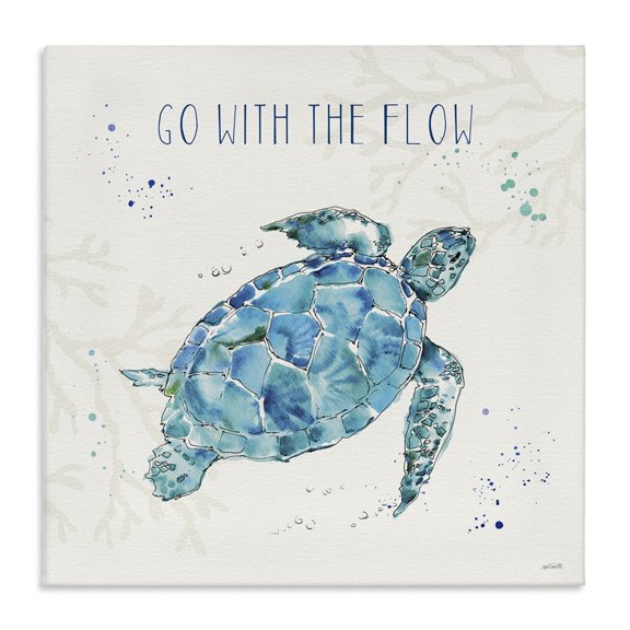 Stupell Industries Rustic Lodge Go with the Flow Turtle Canvas Art, 17 x 17, by Anne Tavoletti