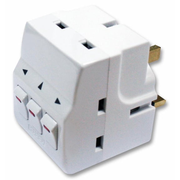 MASTERPLUG 3 Way Individually Switched Mains Adaptor Cube Plug (3x Sockets to 1)