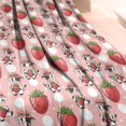 thumbnail image 3 of Pink Cow Strawberry Hat Pattern Blanket,Comfortable Soft Flannel Throw Blanket,All Season,Warm Lightweight Blankets for Sofa Bed Couch Living Room Chair,40"x50", 3 of 4