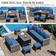 thumbnail image 4 of AECOJOY 7 Piece Patio Furniture Set PE Rattan Outdoor Dining Set Sectional Sofa Couch with Table Patio Conversation Set in Dark Blue, 4 of 7
