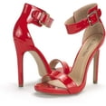 thumbnail image 2 of BURUDANI Women's Ankle Strap Open Toe Stilettos High Heel Sandals Party Dress Red/Pat Size 5, 2 of 4
