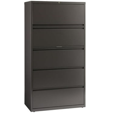 Pemberly Row 36-in Wide Metal 5 Drawer Lateral File Cabinet Charcoal