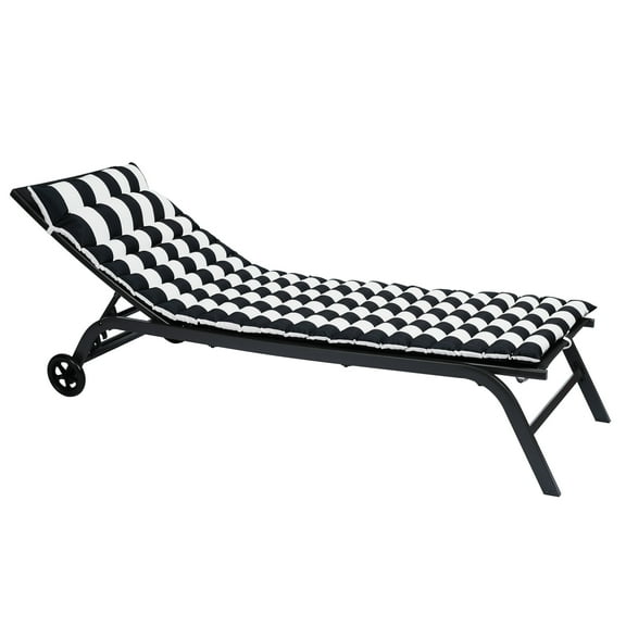VBright Outdoor Lounge Chair Cushions, 2.36 in x 23.62 in Patio Furniture Black and White, 2 Count