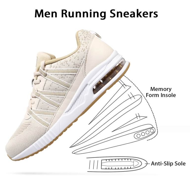 Mens Athletic Shoes Khaki Breathable Workout Gym Tennis 