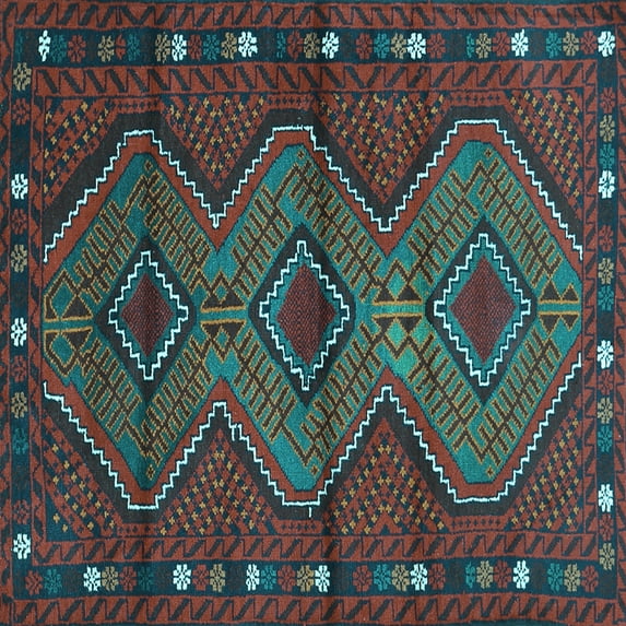 Ahgly Company Indoor Square Oriental Light Blue Traditional Area Rugs, 3' Square