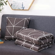 Kdkad Travel Blanket Pillow, Premium 2 In 1 Soft Airplane Blanket Compact with Bag Pillowcase, Hand Luggage Sleeve and Backpack Clip - Travel Essentials for Long Trips All Seasons