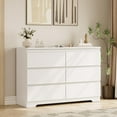 thumbnail image 1 of Commode Moderne Blanche à 6 Tiroirs, Commode Simplement Moderne, Commodes à 6 Tiroirs pour Rangement de Vêtements pour Chambre, Commode Double en Bois pour Chambre, Salon, Entrée, 1 of 7