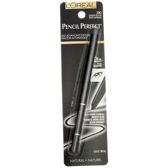 L'Oreal Paris Pencil Perfect Self-Advancing Eyeliner, Carbon Black 190, 0.01 oz (2 Pack) (Bundle)