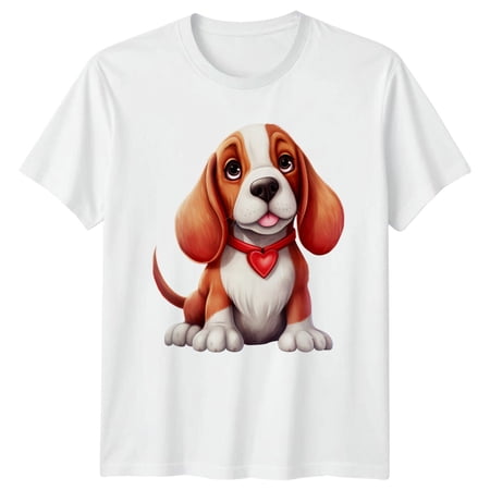 Cute Puppy Heart Collar Dogs Animals Mens T-Shirt Womens Tee Graphic Top All Size S-5XL