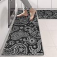thumbnail image 2 of Kitchen Rugs Sets Of 2,Black Paisley Pattern Anti Fatigue Kitchen Mat Rugs Non Slip Washable,Decorative Kitchen Floor Mats for Kitchen,Sink,Laundry,17"X47", 2 of 5