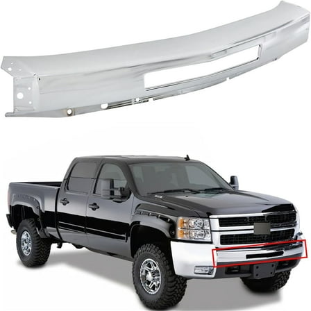 labwork Chrome Front Bumper Impact Face Bar Replacement for 2007-2013 Silverado 1500 2500 3500 Pickup with Center Air Intake Hole GM1002831 15941850