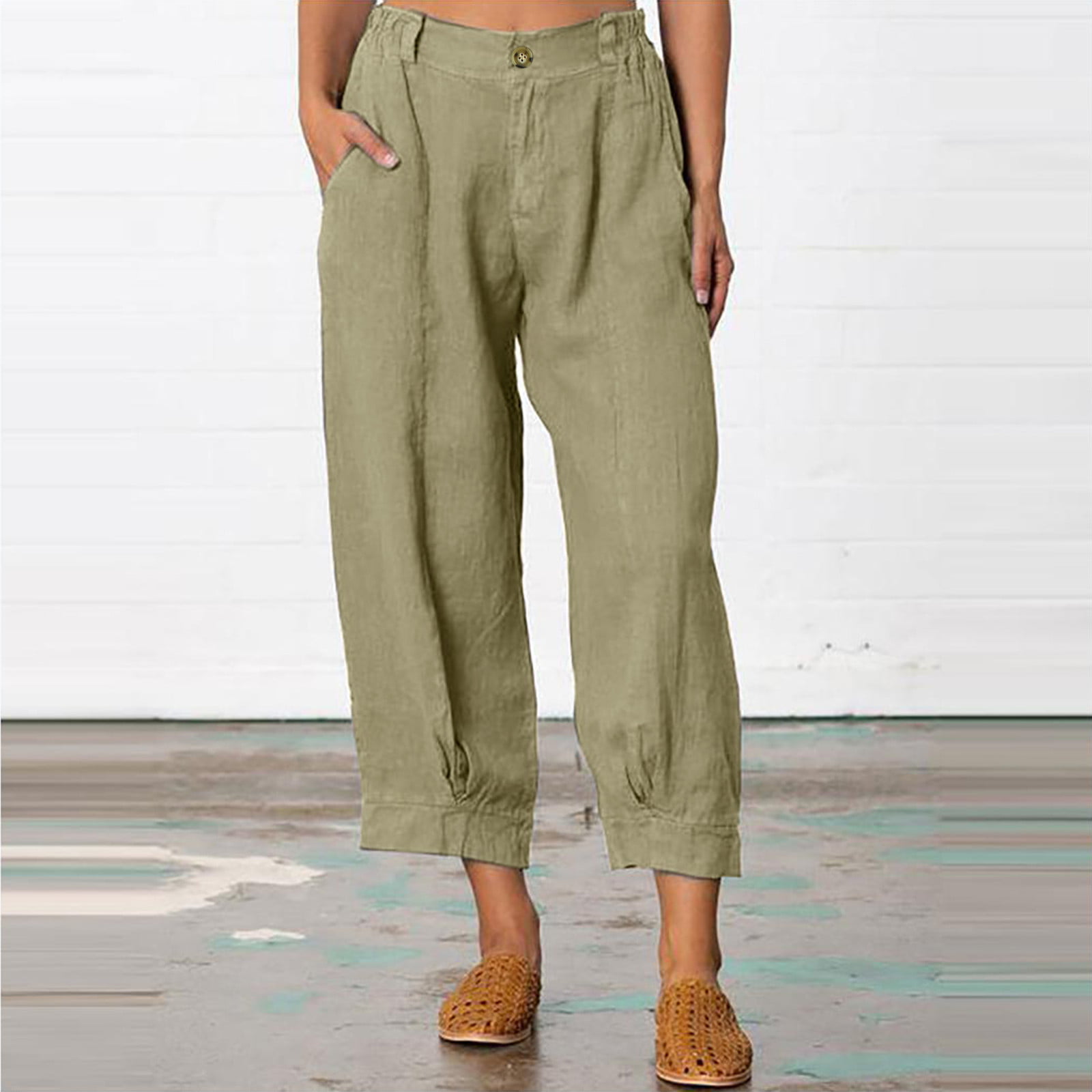 Women Casual Cotton Linen Pant With Unique Pockets - Walmart.com