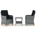 thumbnail image 1 of vidaXL 3 Piece Garden Lounge Set with Cushions Poly Rattan Light Grey, 1 of 12