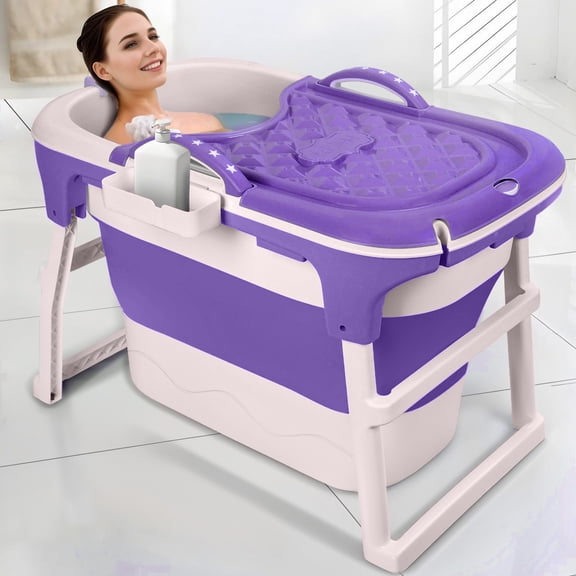 Zksm Portable Bathtub Foldable Freestanding Bathtub Japanese Soaking Tub Shower Stall Tub Bathroom Folding SPA Bath for Adults Boys & Girls Outdoor/Indoor Hot Ice Bath 40.6Inch