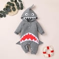 thumbnail image 2 of Body De Bebé Canastilla Onesies Para Niños Pequeños Otoño Invierno Infant Girls Boys Mameluco De Manga Larga Cute Shark Hooded Monos Ropa Monos Gris Oscuro Odeerbi LM103-2824, 2 of 8