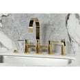 thumbnail image 2 of Kingston Brass KS8262DLBS Concord Two-Handle 4-Hole Deck Mount Bridge Kitchen Faucet with Brass Side Sprayer in Polished Brass, 2 of 8