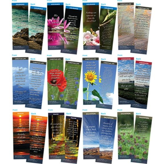 Bible Verse Bookmarks Variety Pack of 60 - Assortment 1