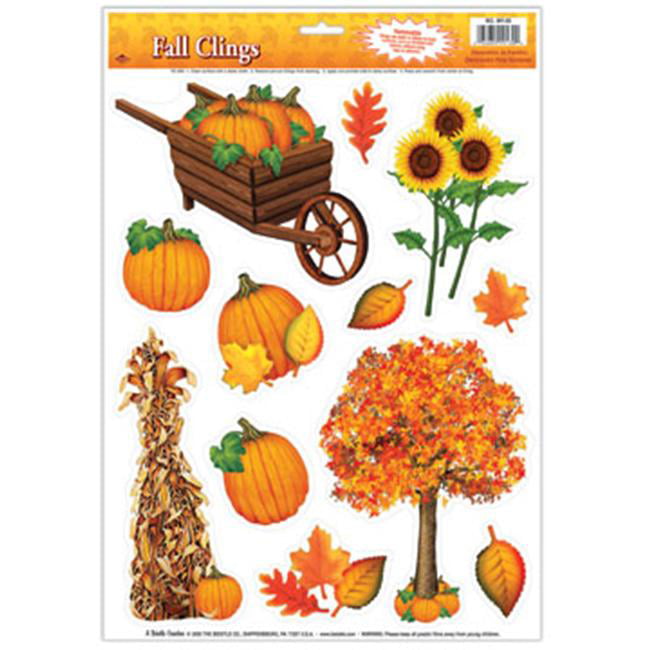 Autumn Fall Themed Gel Cling Set 17 Piece Sunflowers 