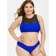 thumbnail image 3 of Rosegal Women Plus Size Lace Insert Bikini Swimsuit Blueberry Blue L, 3 of 9