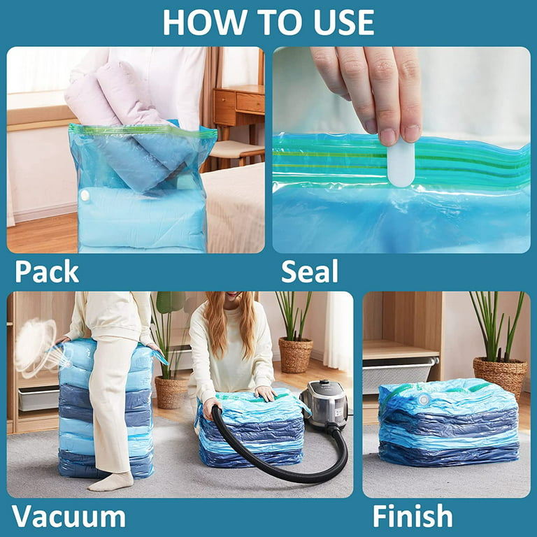Vacuum Storage Bags, 6 Pack Space Saver Bags, Compression Storage Bags for  Comforters and Blankets, Vacuum Sealer Bags for Clothes Storage, Hand Pump  Included,40x32 Inch 